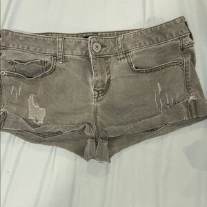 Express Gray Jean Shorts with Distressed Look